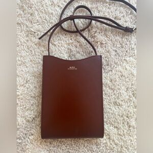 A.P.C. hazelnut Brown Leather Corssbody mini Bag